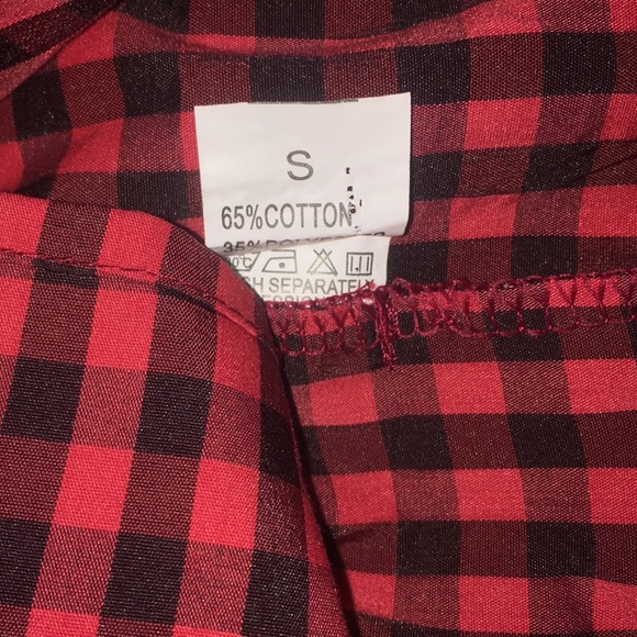 Size S Red and Black Checkered Wrap Around Blouse - Picture 6 of 6